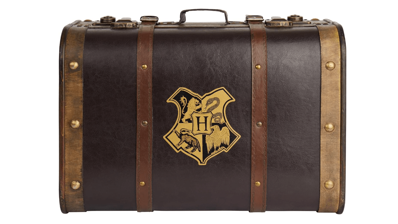 Harry Potter Hogwarts School Trunk - Large 17.5” Collectible Storage Chest with Hogwarts Crest - Official Wizarding World Prop Replica & Decorative...