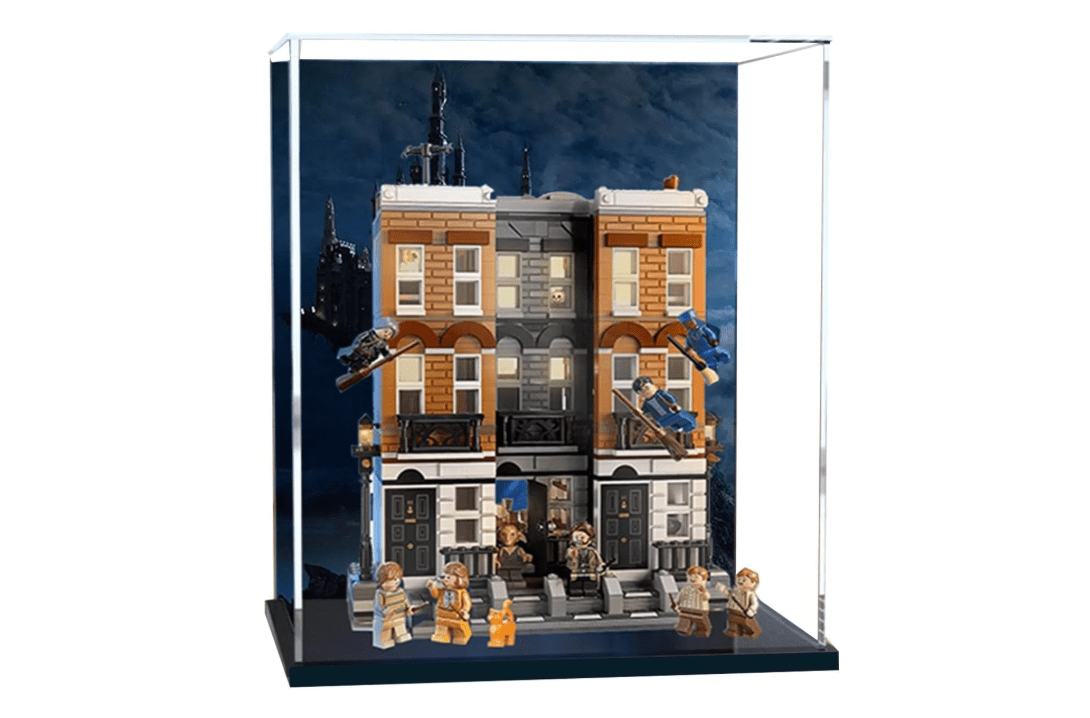 Acrylic Display Case for Lego Harry Potter 12 Grimmauld Place 76408 Model - Dustproof Anti-UV Storage Box for Collectors (Background B)
