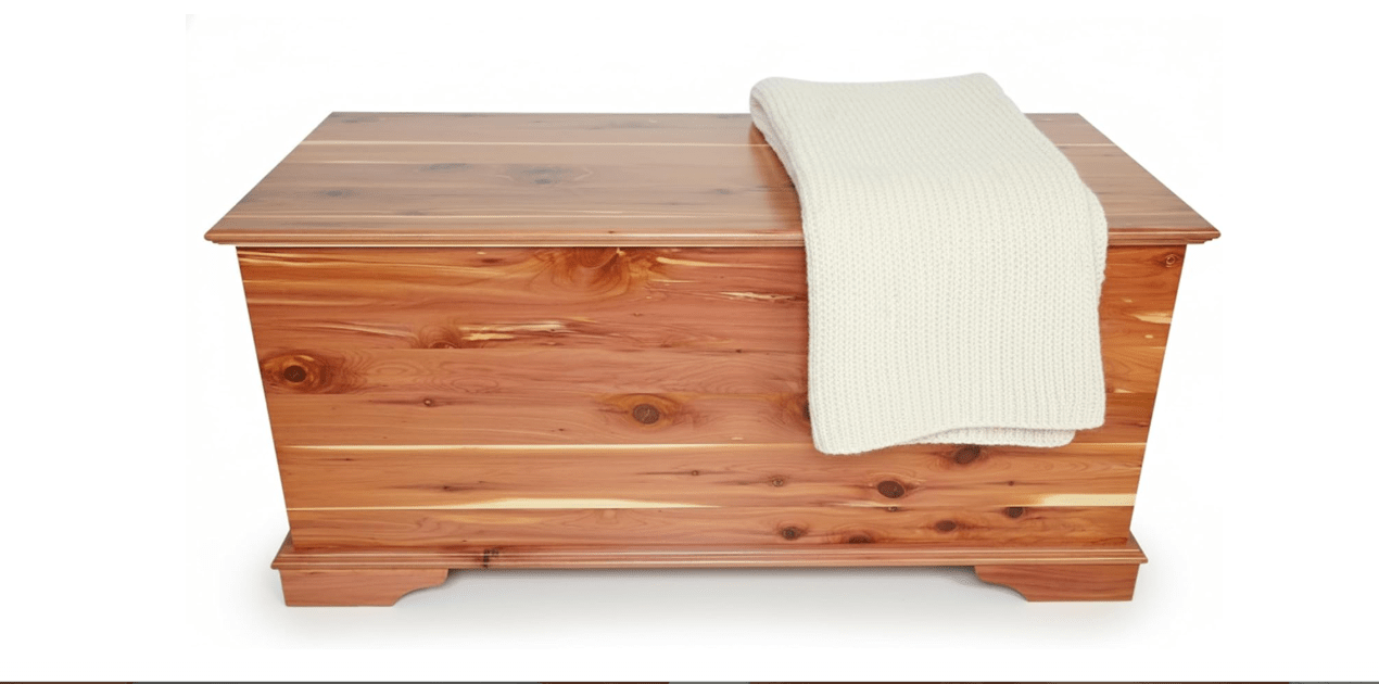 DutchCrafters Rustic Solid Wood Natural Wooden Cedar Chest, Aromatic Cedar Scent - Linen Blanket Storage Chest, Clothes Storage Trunk, End of Bed Storage...