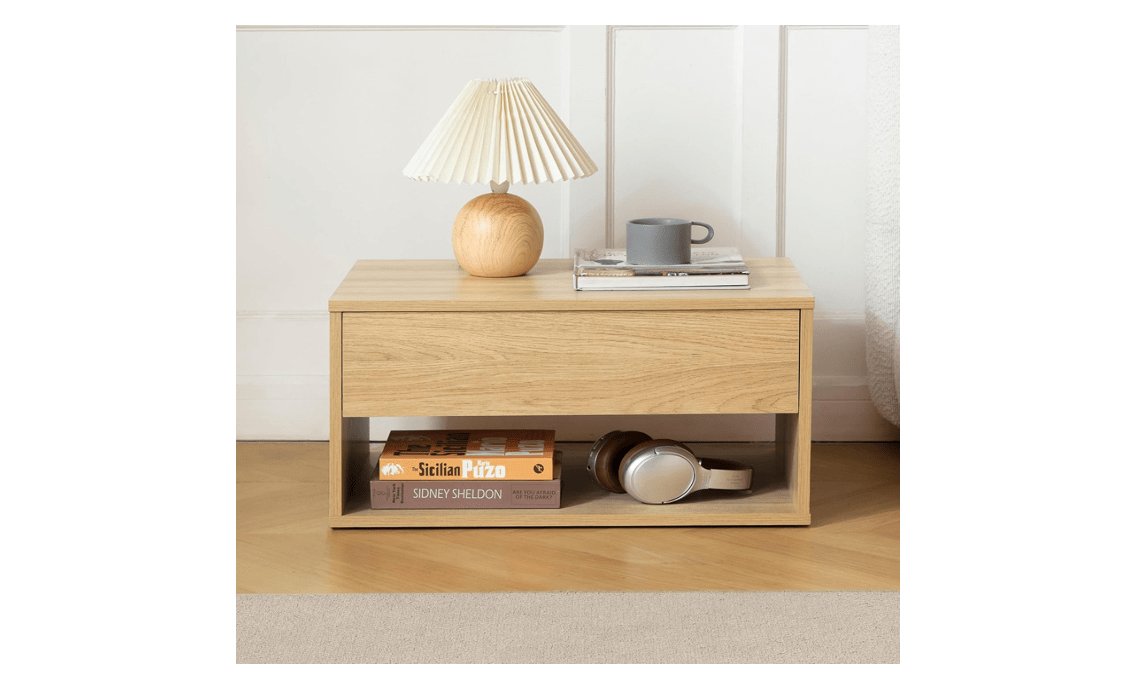 CHITA Modern Nightstand, 23.6" W Natural Wood Nightstand in End Tables, Bed Side Table with Storage Drawer & Open Cubby, for Bedroom, Living Room...
