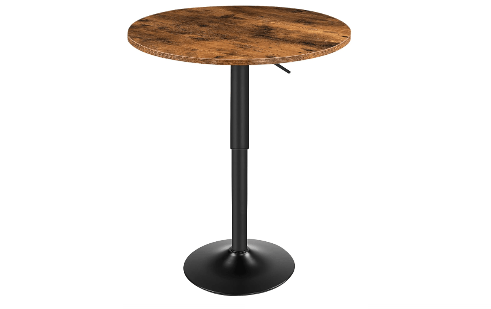 HOOBRO Bar Table, Height-Adjustable Round Pub Table 27-35.4 Inches with Sturdy Base, Modern Style, Easy to Assemble, Suitable for Small Space, Rustic and...