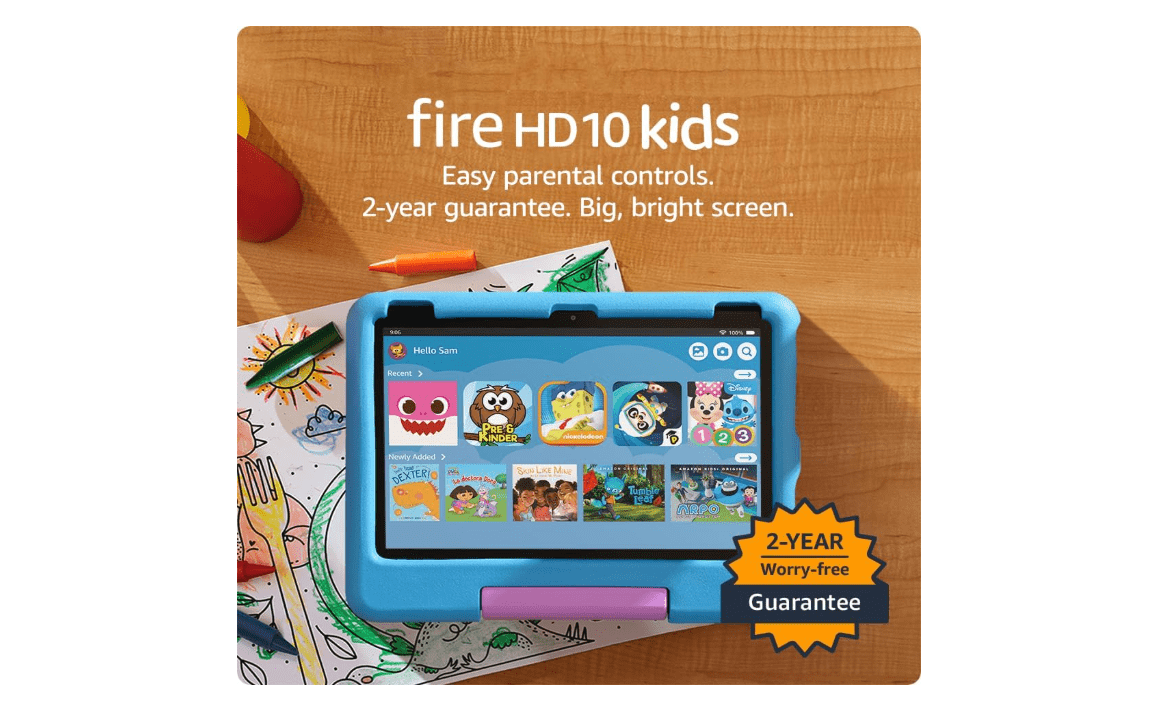 Amazon Fire HD 10 Kids tablet (newest model) ages 3-7 | Bright 10.1" HD screen with included ad-free and exclusive content, robust parental controls,... 