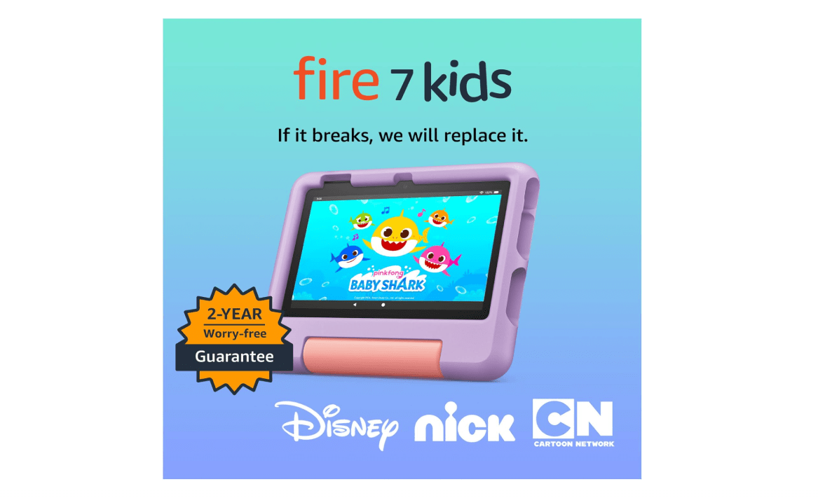 Amazon Fire 7 Kids tablet (newest model) ages 3-7. Top-selling 7" kids tablet on Amazon. Includes ad-free and exclusive content, easy parental controls,... 