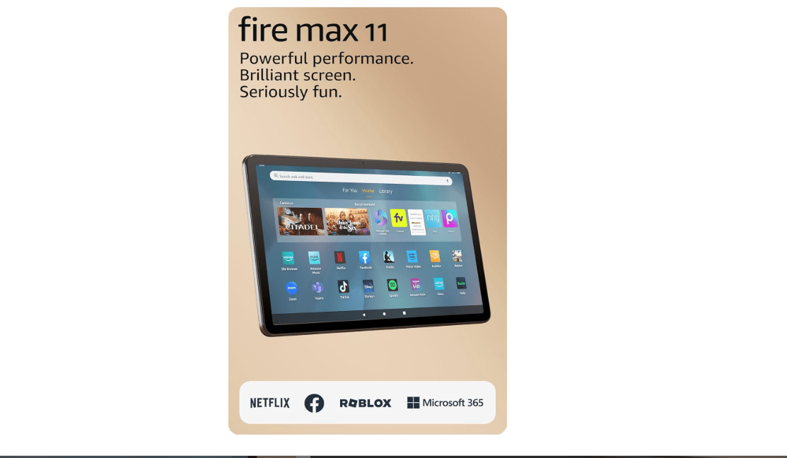 Amazon Fire Max 11 tablet, vivid 11” display, all-in-one for streaming, reading, and gaming, 14-hour battery life, optional stylus and keyboard, 128 GB,... 