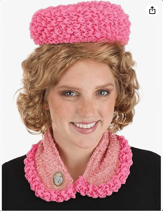 Women's Dolores Umbridge Costume Hat & Cat Pin Kit - Crepe Hat, Boucle Collar, Officially Licensed