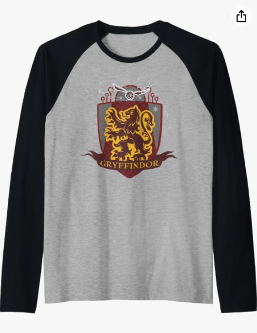 Harry Potter Gryffindor Quidditch Shield Raglan Baseball Tee