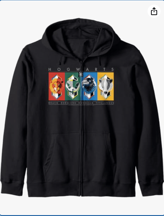 Harry Potter Hogwarts House Symbols Zip Hoodie