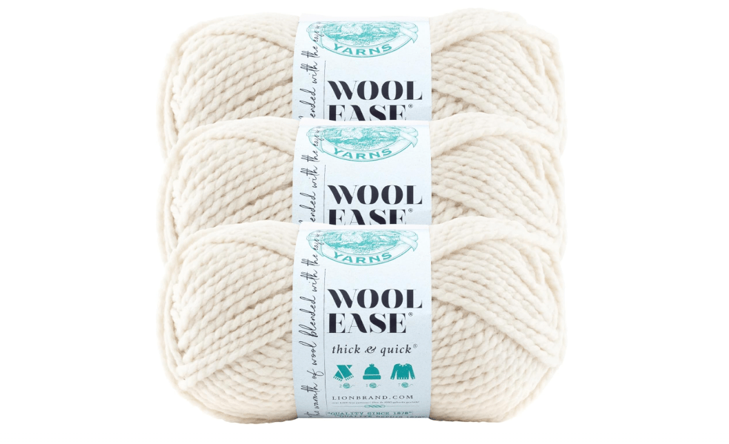 Lion Brand Yarn Wool-Ease Thick & Quick Yarn, Soft and Bulky Yarn for Knitting, Crocheting, and Crafting, 3 Pack, Fisherman 