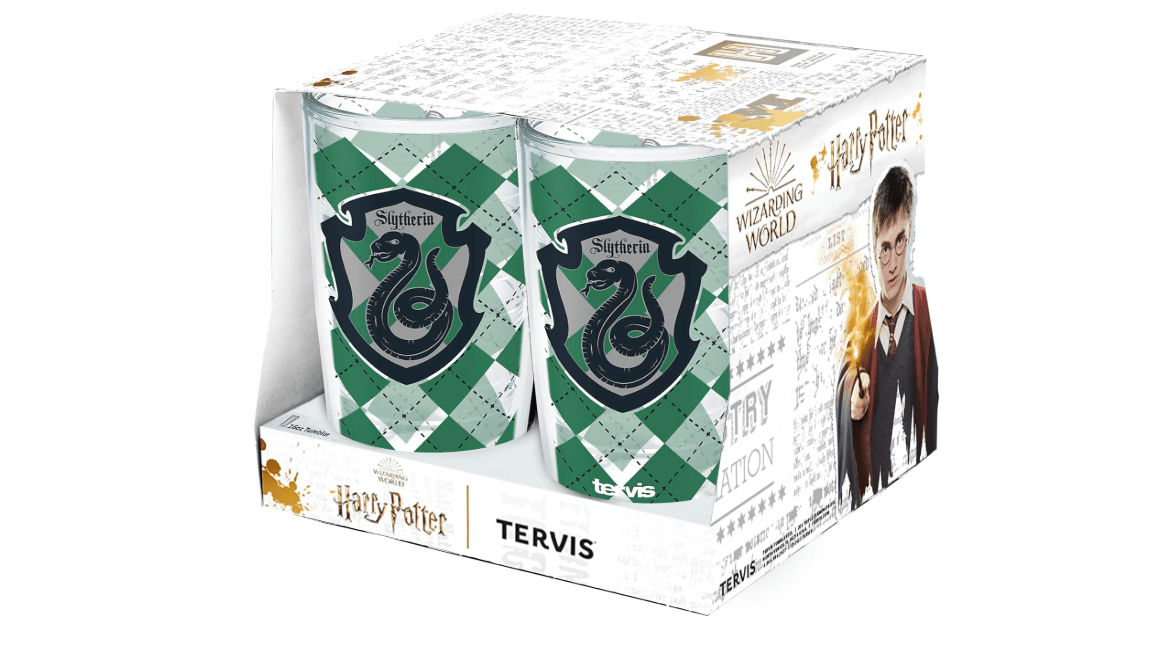 Tervis Harry Potter Slytherin Collection Made in USA Double Walled Insulated Tumbler Travel Cup Keeps Drinks Cold & Hot, 16oz - 4pk, Slytherin