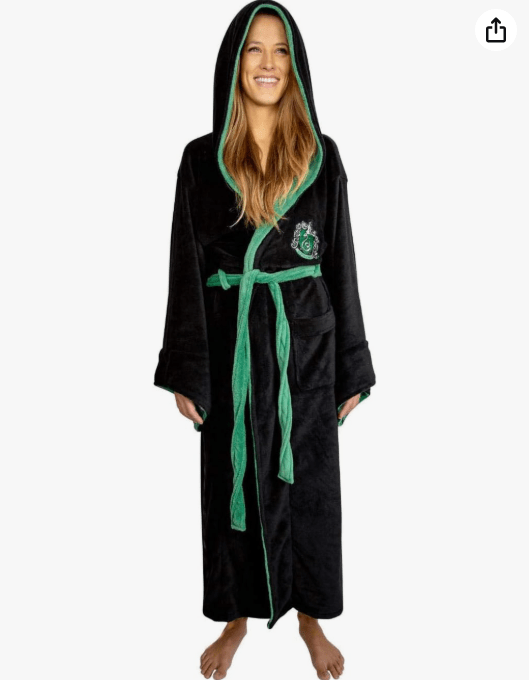 Harry Potter Slytherin Hooded Bathrobe for Adults | One Size Fits Most