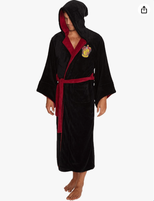 HARRY POTTER Gryffindor Hooded Bathrobe For Men/Women | Soft Plush Spa Robe For Adults | Lightweight Fleece Shower Robe With Belted Tie | One Size Fits Most Adults