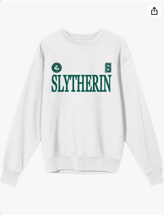 Bioworld Harry Potter Slytherin Mascot Adult White Crew Neck Long Sleeve Sweatshirt