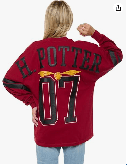 Harry Potter Jersey Womens Oversized Quidditch Drop Shoulder Long Sleeve