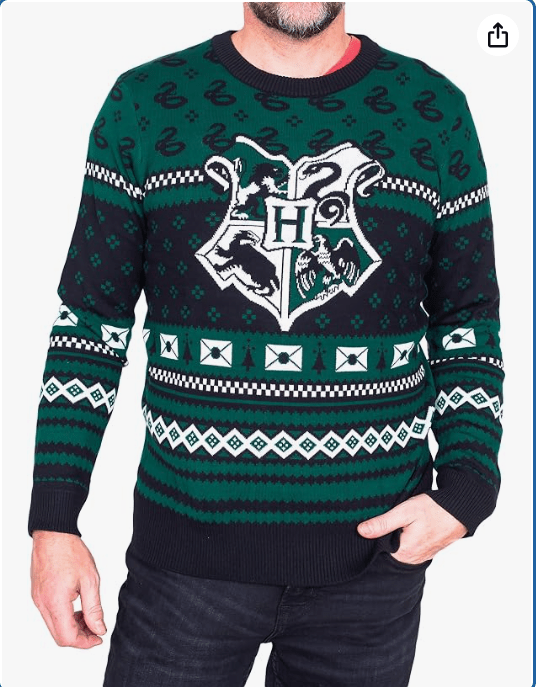 Adult Unisex Harry Potter Slytherin Crest Xmas Pattern Ugly Christmas Sweater