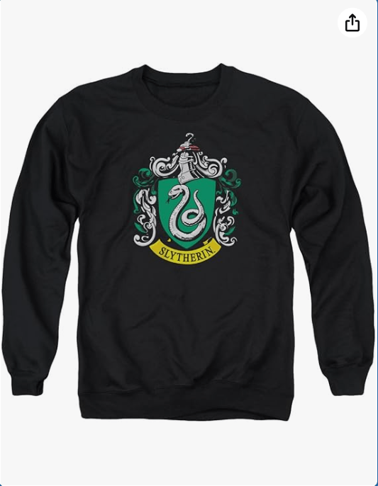 Harry Potter Slytherin Crest Adult Crewneck Sweatshirt Black