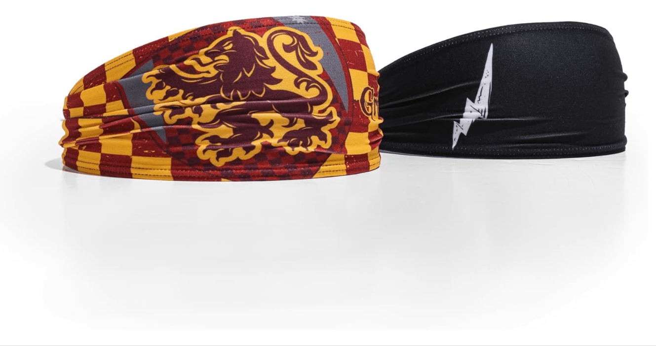 JUNK Brands Harry Potter Headband Bundle – 2-Pack Big Bang Lite Sports Headbands (Harry’s Scar + Gryffindor) – Moisture-Wicking Performance Sweatbands 