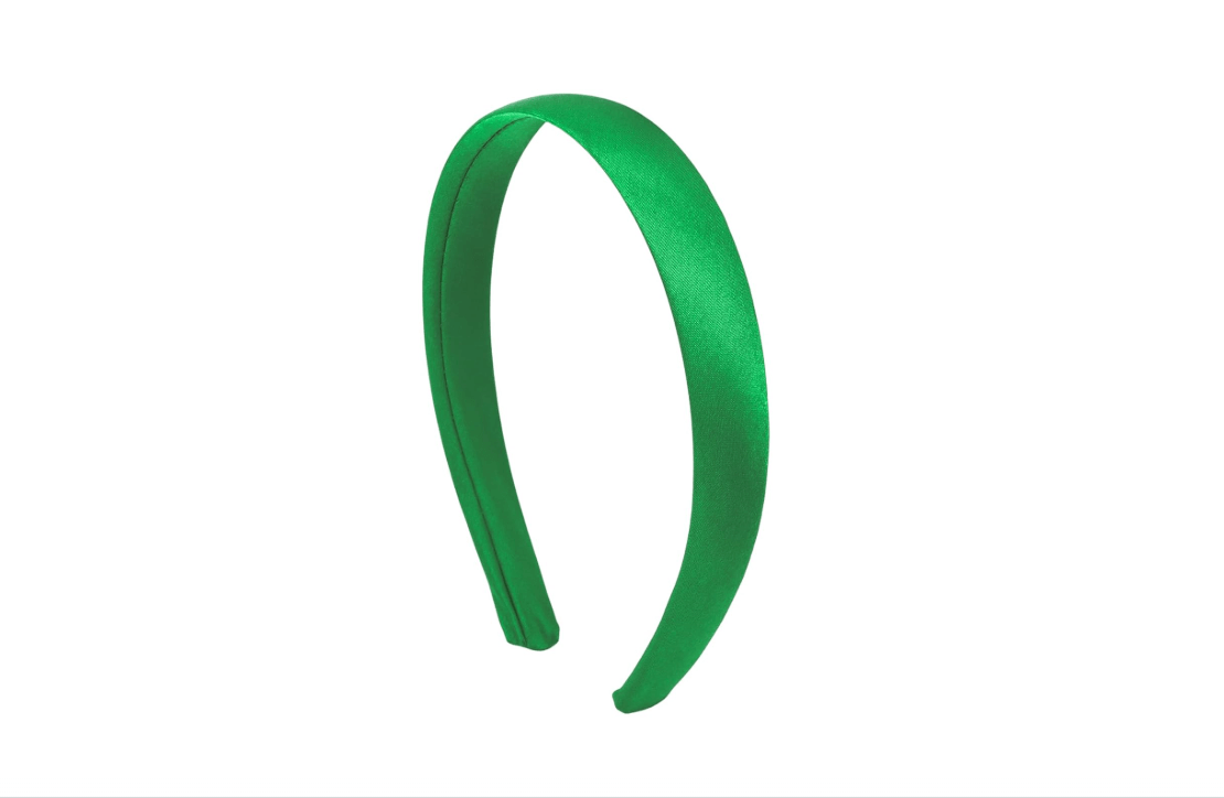Ondder Green Satin Headbands for DIY Craft, Plain Fabric Hairband for Women Soft Comfortable Headband for DIY Making and Daily Wear 