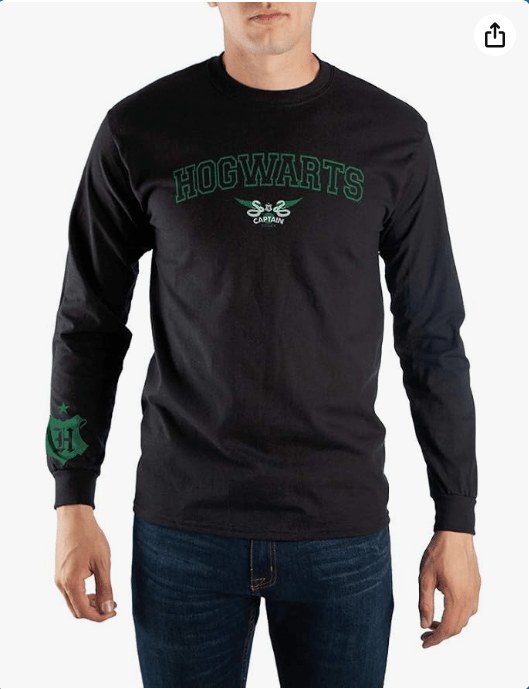 Bioworld Black Hogwarts Slytherin Quidditch Long Sleeve Shirt 