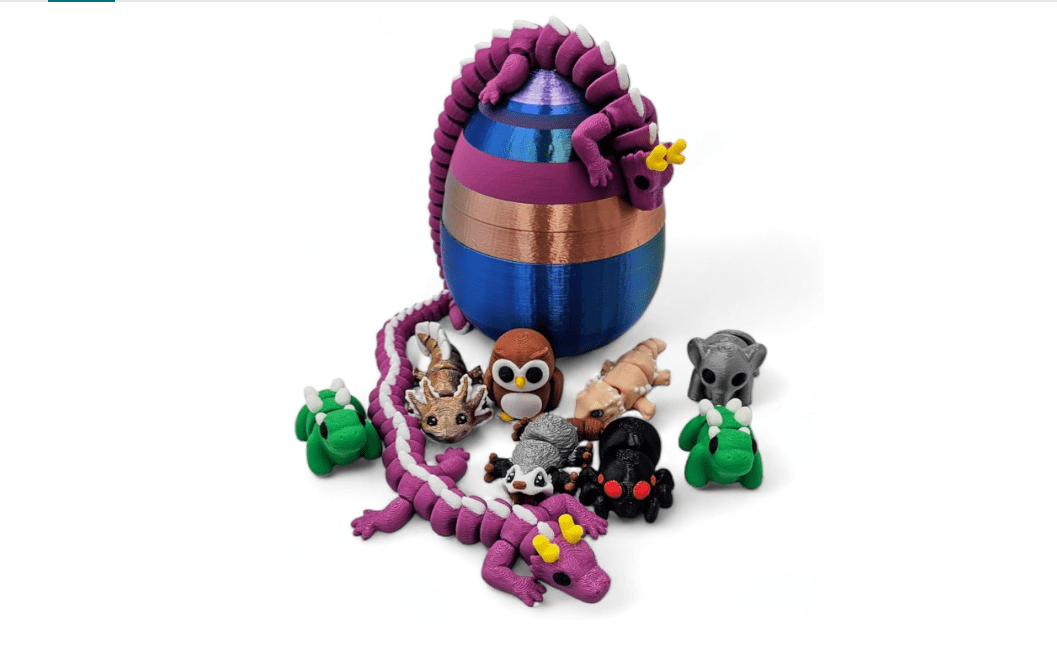 ZZ LIFE 10 Pack Mystery Mini Animal Packs - 3D Printed Articulating Figurines - Unique and Fun Designs Includes Mystery Egg - (10 Pack) 