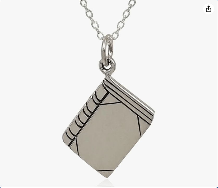 Tiny Book Charm Necklace for Women, Sterling Silver Dainty Handmade Necklace, Literature Reader Writer Pendant, Everyday Minimal Layering Jewelry, 18" 