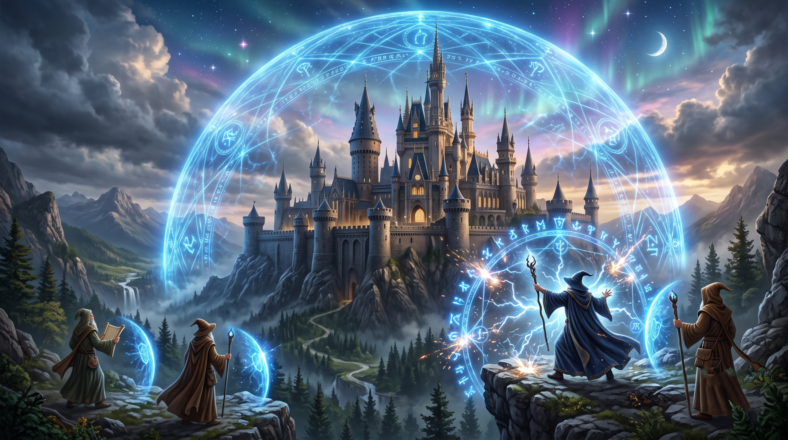 Magical castle protected by powerful Anti-Apparition enchantments preventing teleportation.