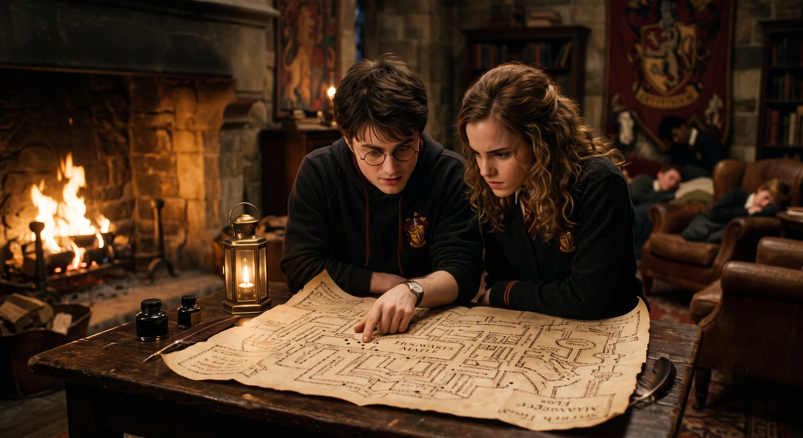 A deleted scene from Harry Potter and the Half-Blood Prince shows Harry and Hermione using the Marauder’s Map to track Draco Malfoy.