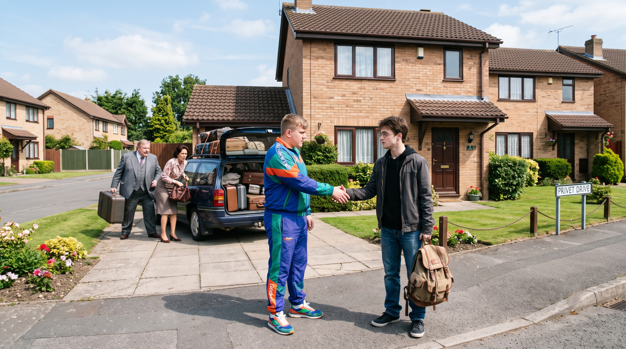 A deleted scene from Harry Potter and the Deathly Hallows Part 1 showing Dudley Dursley shaking hands with Harry Potter outside Privet Drive.
