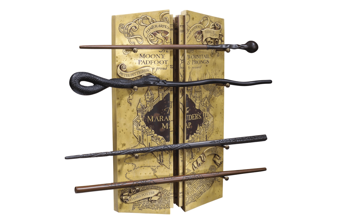 The Noble Collection Harry Potter Marauders Wand Set with Display Stand - 31.5in (43cm) 4 Wizard Wands with Marauders Map Display Stand - Officially... 