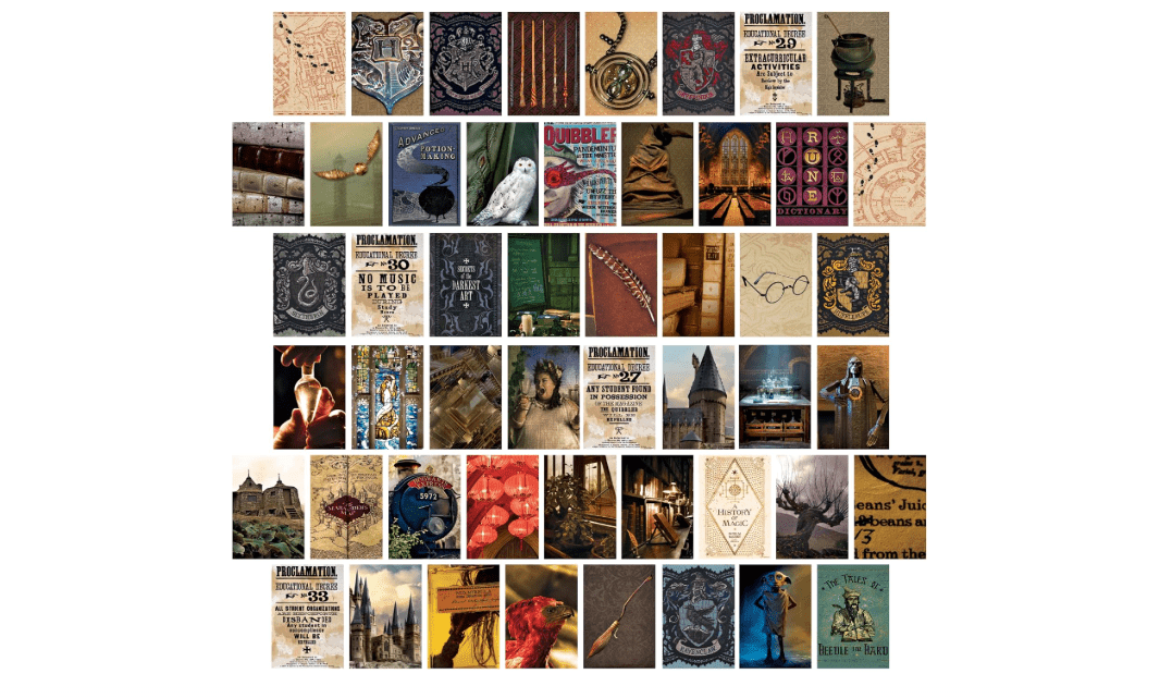 CON*QUEST Conquest Journals Harry Potter Hogwarts Wall Collage, Set of 50 Official Wizarding World Prints, 4"x6", Printed on Quality Card Stock,... 