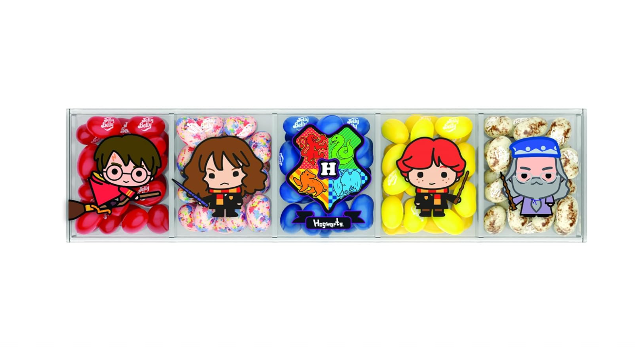 Jelly Belly Harry Potter 5 Flavor Clear Gift Box 4 Oz with Jelly Bean flavors inspired by the Wizarding World of Hogwarts 