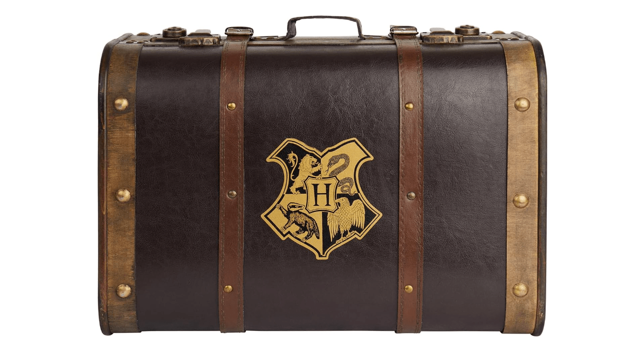 Harry Potter Hogwarts School Trunk - Large 17.5” Collectible Storage Chest with Hogwarts Crest - Official Wizarding World Prop Replica & Decorative... 