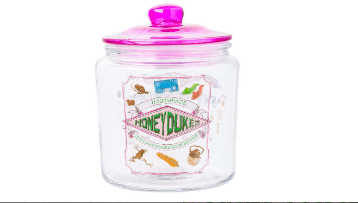 Silver Buffalo Harry Potter Hogsmeade Honeydukes Treats Glass Cookie Snack Candy Jar With Lid (Small) | Hogsmeade, Honeydukes Treats, Clear Glass, Matching... 