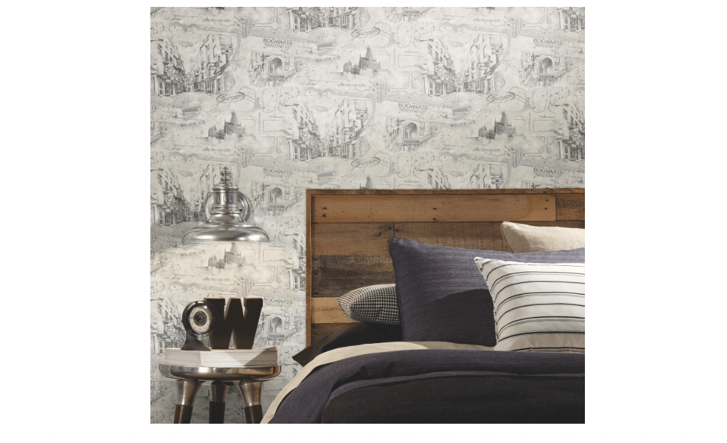 RoomMates RMK12354PL Harry Potter Map Taupe Peel and Stick Wallpaper 