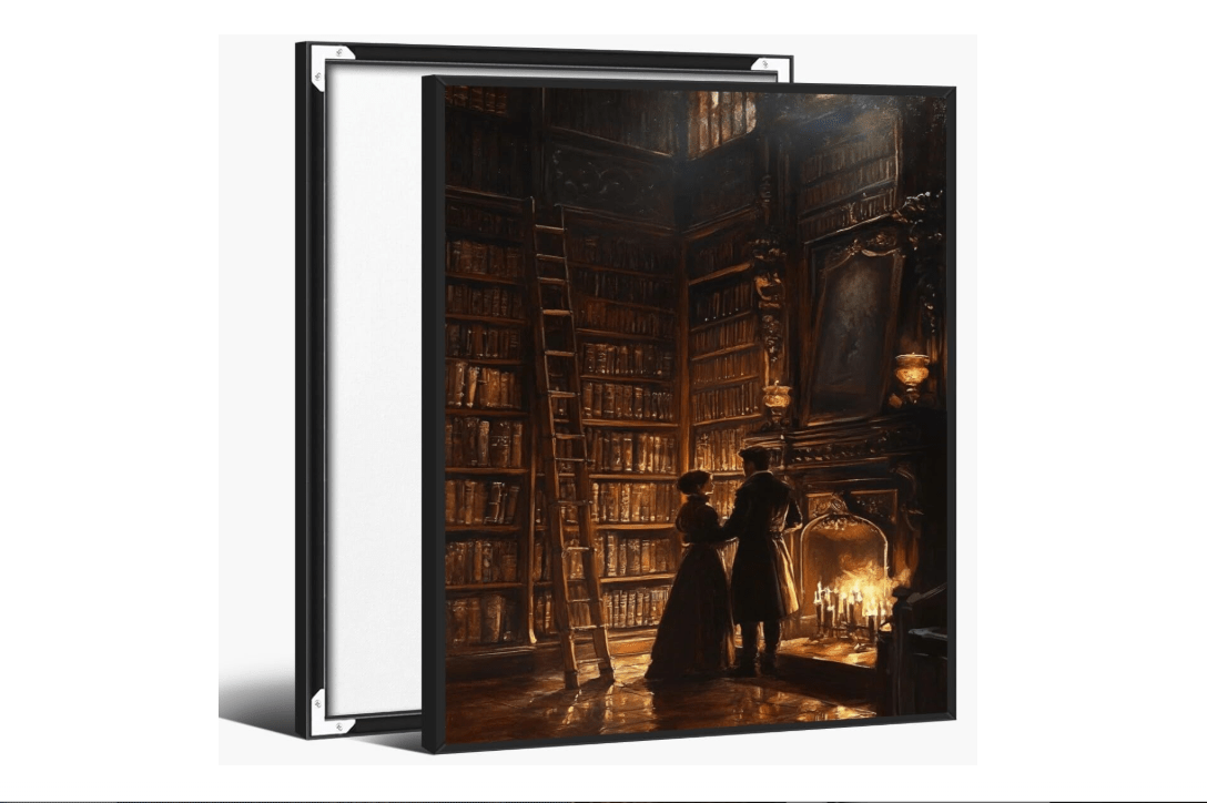 Dark Academia Vintage Library Antique Bookshelf Gothic Romantic Cozy Reading Nook Art Poster Canvas Wall Art Decoration Living Room Home Decor Bedroom... 