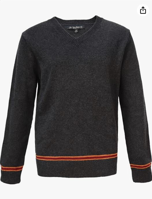 Harry Potter Knitted School Sweater - Replica V-Neck Pullover with House-Colored Stripes - Unisex Adult Fit