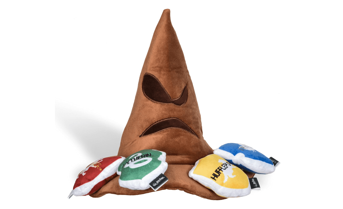 Harry Potter House Sorting Hat Burrow Pet Toy | Dog Toy Sorting Hat with House Plush Removable Parts | Sorting Hat Burrow Toy for Dogs | Crinkle Dog Toy,...