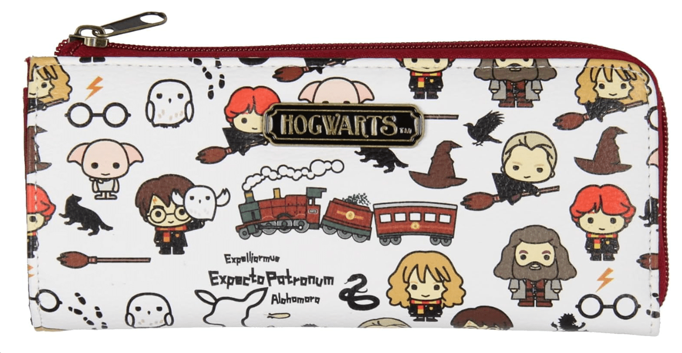 Bioworld Harry Potter Wallet Allover Chibi Character Zip Closure Faux Leather Wallet