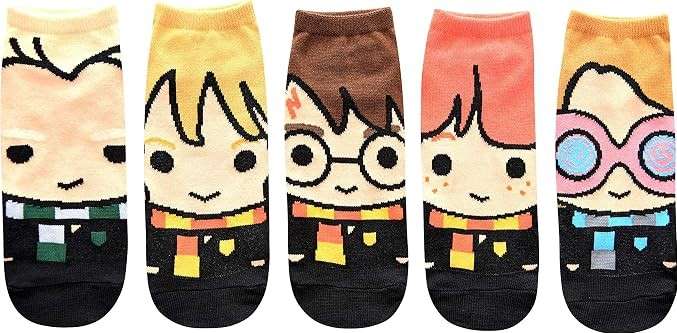 Harry Potter Cute Chibi Character Art Juniors/Womens 5 Pack Ankle Socks