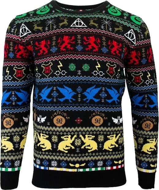 Numskull Unisex Official Harry Potter Houses Knitted Christmas Jumper for Men or Women - Ugly Novelty Sweater Gift