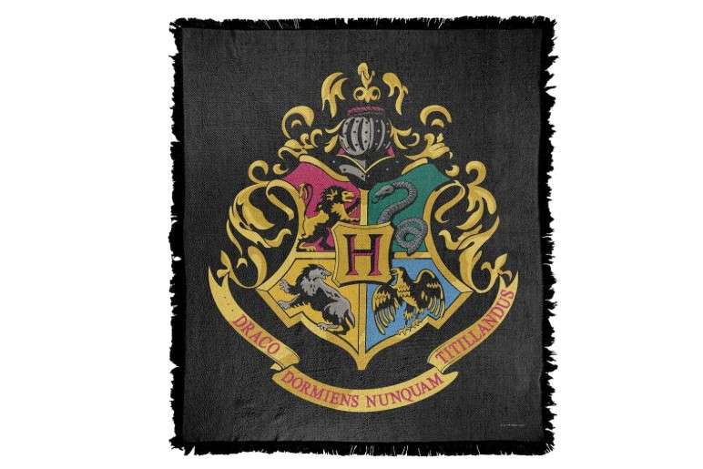 Harry, 50"x60" Hogwarts Crest Woven Tapestry Cotton Blend Fringed Throw 