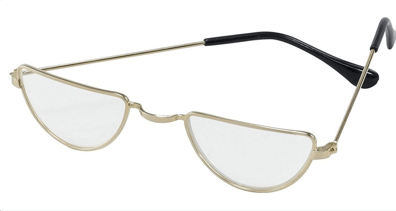 Bristol Novelty BA733 Half Moon Glasses, Unisex-Adult, Gold, One Size 