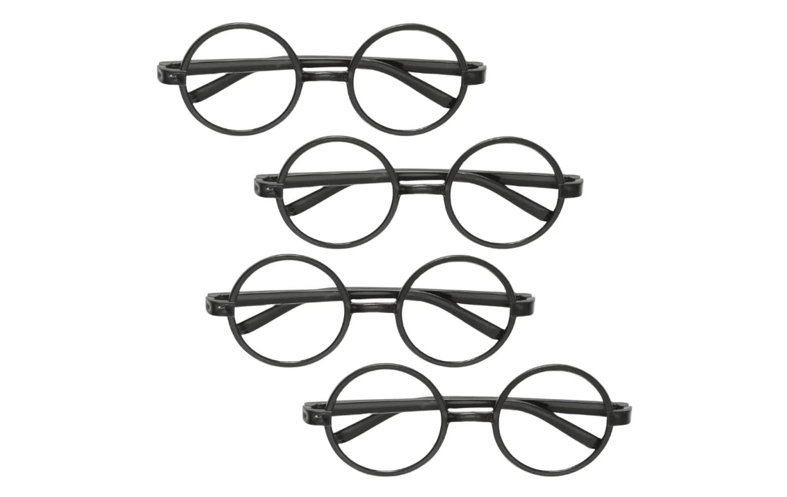 Unique Authentic Black Harry Potter Glasses - Pack of 4 - Magical Cosplay & Enchanting Style - Perfect for Costume Parties 