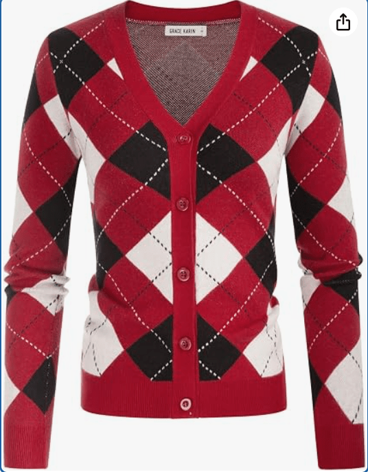GRACE KARIN Cardigan Sweaters for Women Fall Argyle Sweater Preppy Clothes 