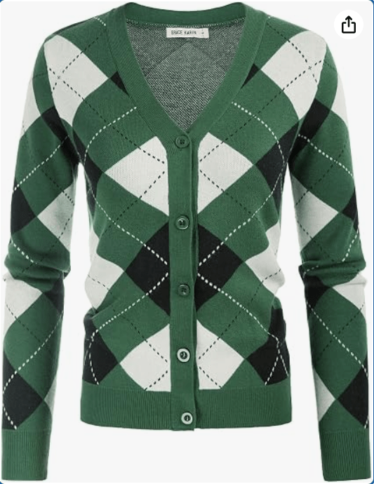 GRACE KARIN Cardigan Sweaters for Women Fall Argyle Sweater Preppy Clothes 