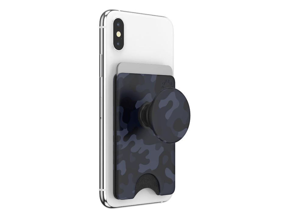 PopSockets PopWallet+ with Swappable PopTop: Phone Grip, Phone Stand, and Wallet for Cards, Removable, Camo of The Night 