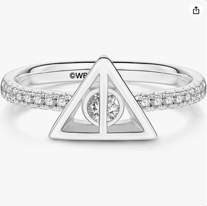 GNOCE Harry Potter Golden Snitch Ring for Women - 18K Gold Plated Silver Winged Snitch Jewelry, Officially Licensed Wizarding World Gift 