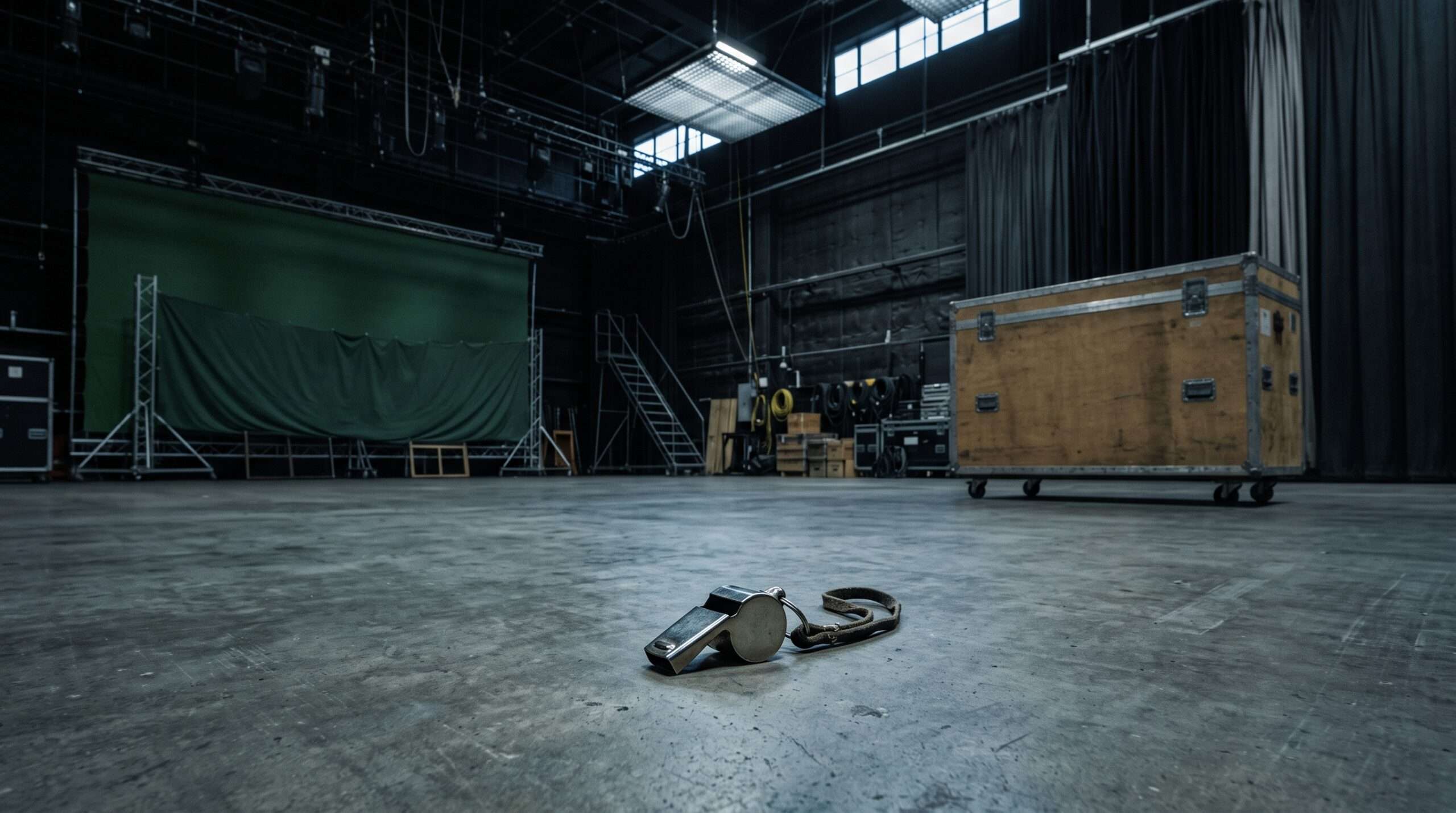 A symbolic studio scene representing the contract dispute that removed Madam Hooch from the Harry Potter films.