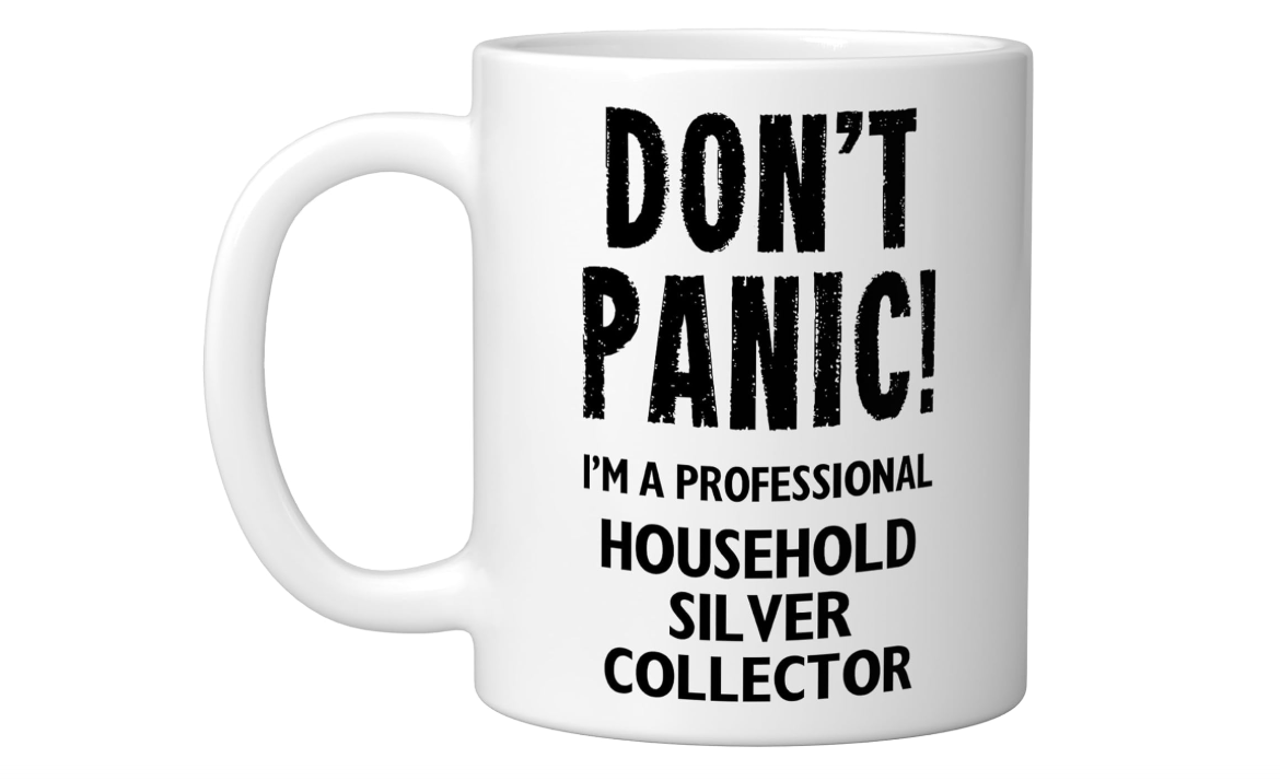 Household Silver Collector Ceramic Mug, White 
