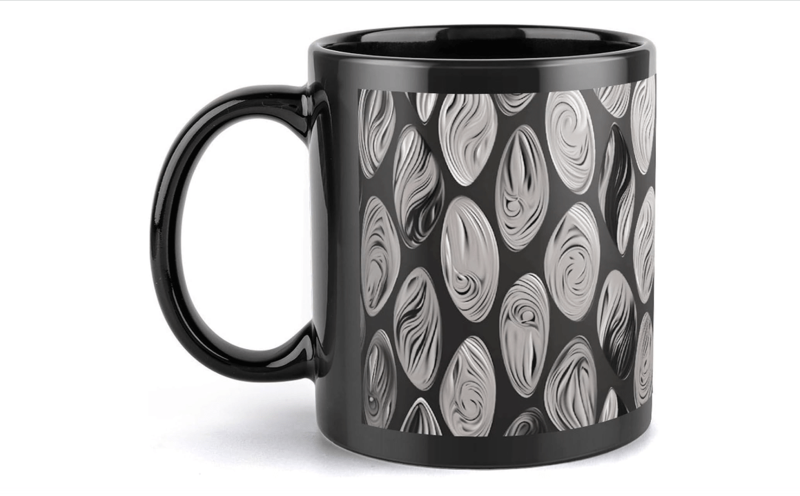 Abstract Black Silver Mug with Picture Stylish Personalized Coffee Mug Sublimation Blank Ceramic Coffee Mug 12oz Large Novelty Tea Cup with Handle Custom... 