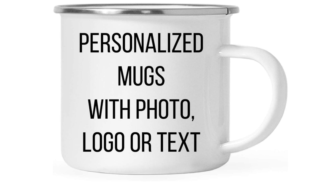 Andaz Press Personalized 11oz. Stainless Steel Custom Campfire Coffee Mug, Custom Mug With Picture, Logo, or Text, Includes Gift Box 